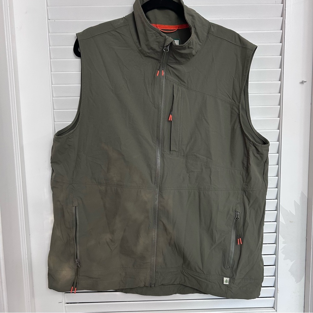 Lake Trail Olive Green Nylon Vest adventure men’s Large outdoor zip hiking